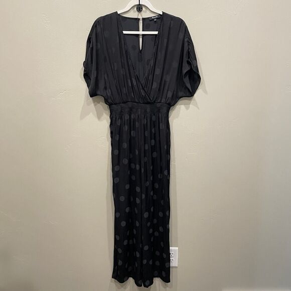 Madewell Wrap-Front Smock-Waist Jumpsuit Dot Jacquard - Size: Medium - Picture 2 of 10